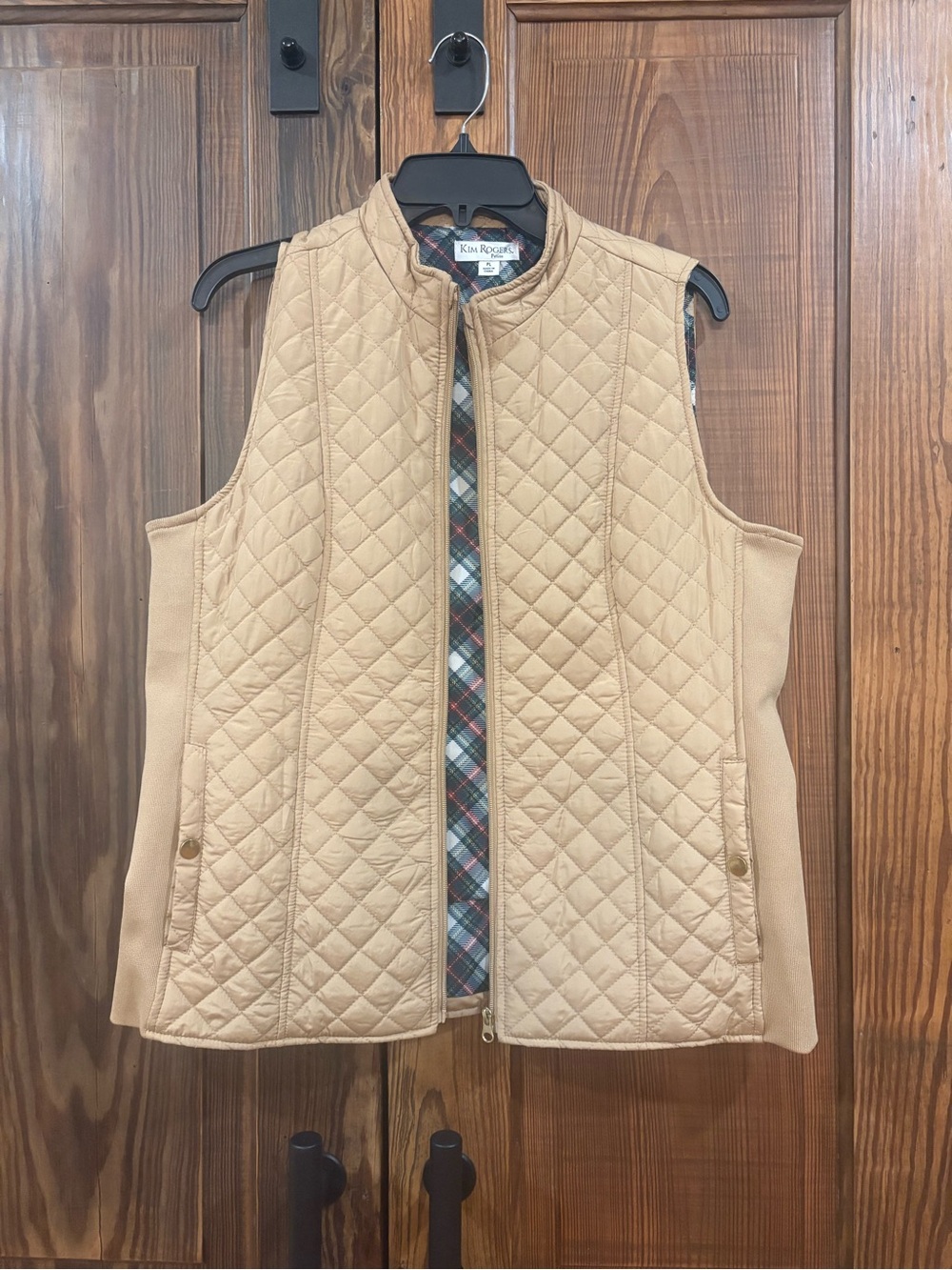 Kim Rogers Quilted Beige Sleeveless Vest